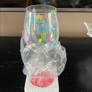 HOLY GRAIL Lilly Pulitzer Hand Painted Wine Glass in POP